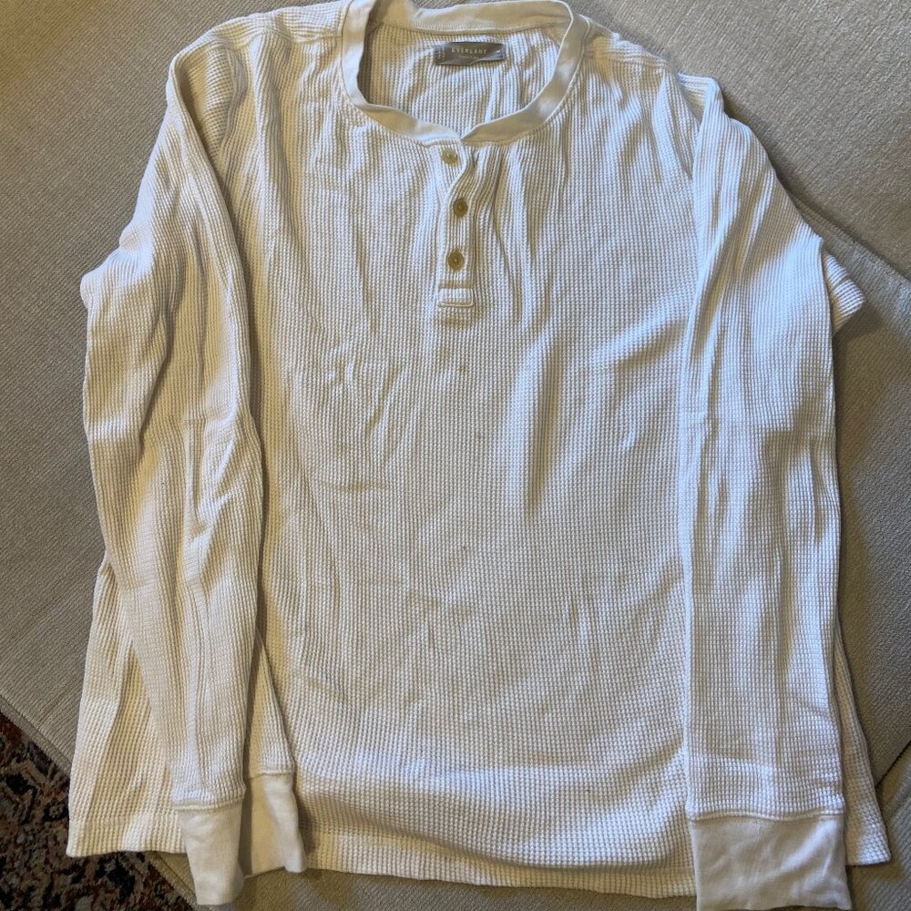 Everlane Waffle Long-Sleeve Henley Tee - Size M